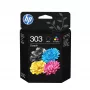 HP 303 2-pack Melns/Tri-color Oriģināls tintes kasetnes, Standard Yield, Melns, ciāna, fuksīna, dzeltena, pigmenta tinte, Dye-based ink, 4 ml, 4 ml