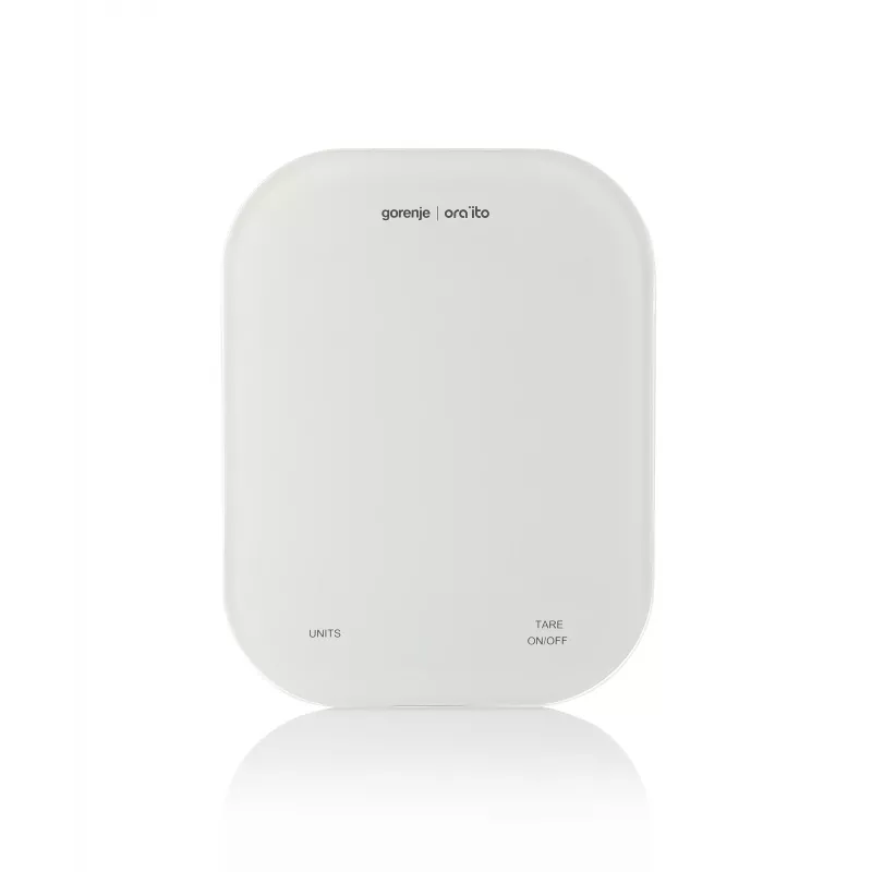 Gorenje KT10ORAW balta elektroniskā virtuves svari, novietojami uz darba virsmas, taisnstūra formas