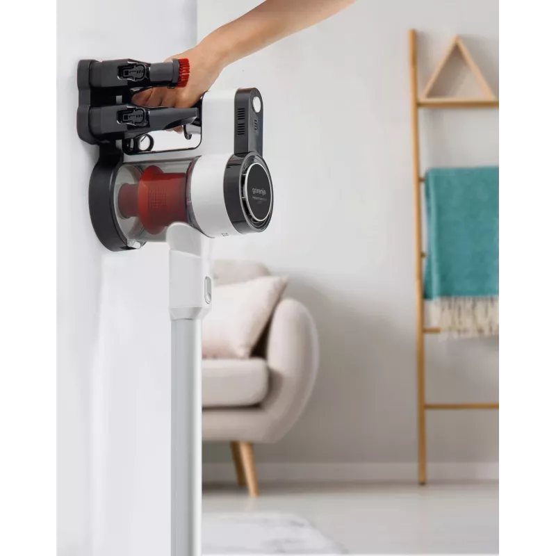 Gorenje SVC216FMLW rokas putekļsūcējs Ar akumulatoru Sausā HEPA Bez maisiņa 0,5 L 135 W Melns, Balts