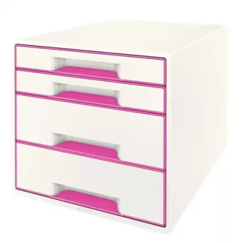 Leitz atvilktņu skapis WOW Cube ar 4 atvilktnēm, 4 atvilktnes, Plastmasa, Rozā, Balta, 1 gab., 287 mm, 270 mm