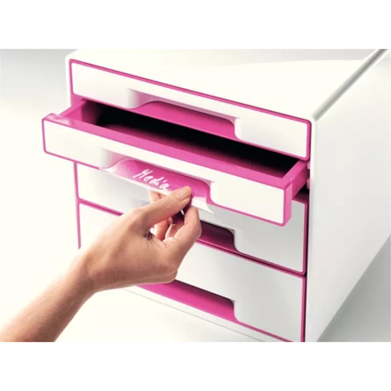 Leitz atvilktņu skapis WOW Cube ar 4 atvilktnēm, 4 atvilktnes, Plastmasa, Rozā, Balta, 1 gab., 287 mm, 270 mm