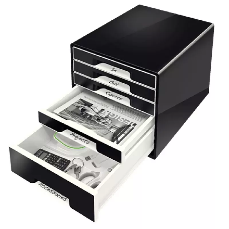 Leitz Desk Cube 5-drawer, 5 drawer(s), Plastic, Melns, 1 gab., 270 mm, 287 mm