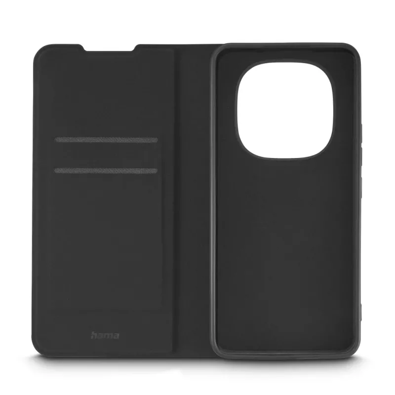 Folio telefona maciņš HAMA Daily Protect Xiaomi Redmi Note 15 Pro 4G, 17,2 cm (6,77 collas), melns, 2 karšu kabatiņas, galda statīvs