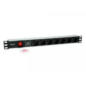Equip 7 kontaktu Vācijas tipa elektrosadalītājs ar pārsprieguma aizsardzību un slēdzi