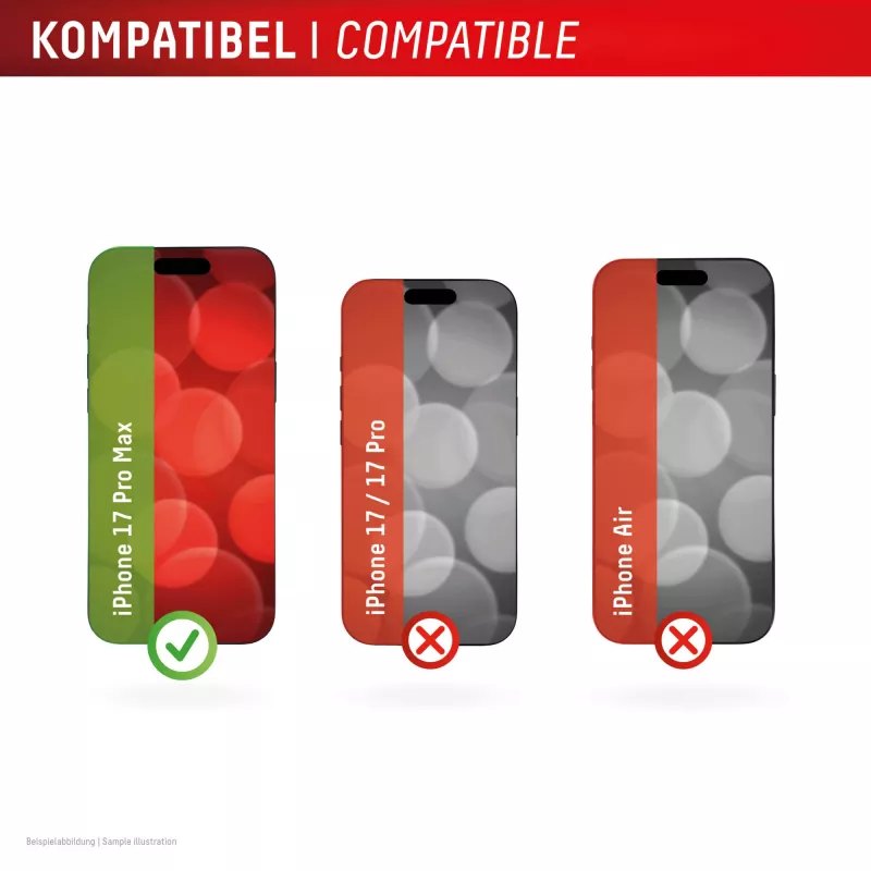 Rūdīta stikla ekrāna aizsargs e.v.i. Displex (10H) Apple iPhone 17 Pro Max — izturīgs pret skrāpējumiem, triecieniem un netīrumiem, 1 gab.