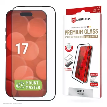 Displex Premium ekrāna aizsargstikls (pilna pārklājuma, 10H) Apple iPhone 17, pilna pārklājuma