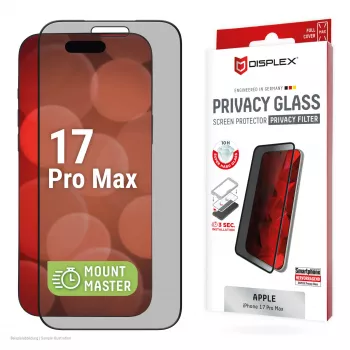 Privātuma rūdīta stikla ekrāna aizsargs e.v.i. Displex (10H) Apple iPhone 17 Pro Max, privātuma filtrs