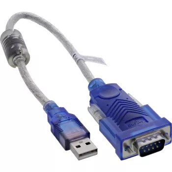 InLine 33304X USB–seriālā pieslēguma adaptera kabelis ar ferītu, USB-A uz 9 kontaktu Sub-D spraudni