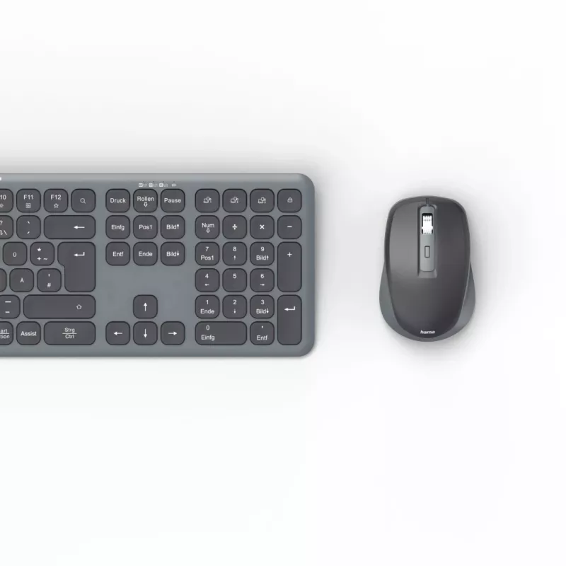 Hama WKM-550 tastatūra Pele iekļauta Mājai/Birojam RF Bezvadu + Bluetooth QWERTZ Vācu Melna