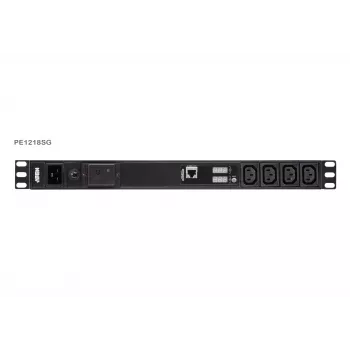 ATEN Basic Metered 1U PDU ar pārsprieguma aizsardzību, Basic, Metered, 1U, melns, LCD, 18 maiņstrāvas kontaktligzdas (-u), C13 savienotājs