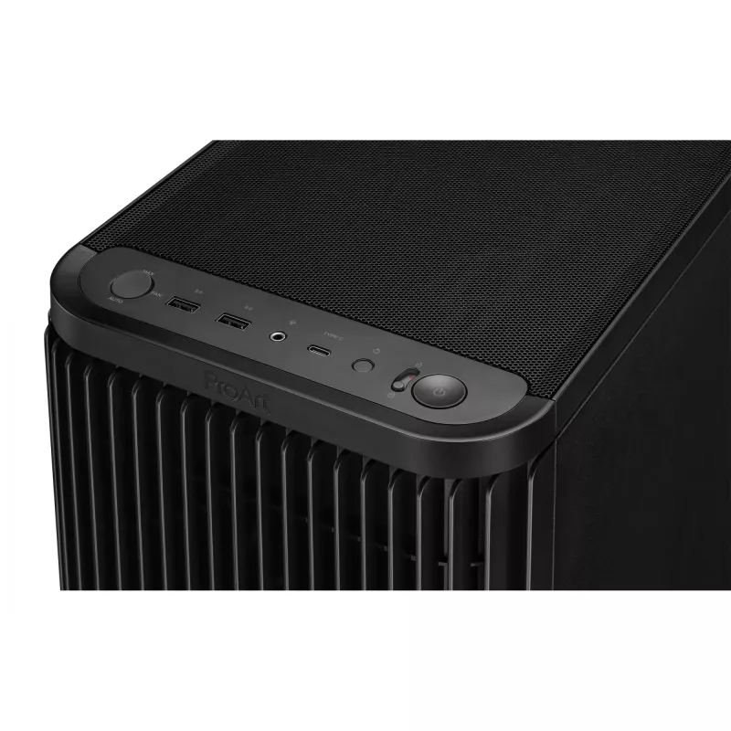 PC korpuss ASUS ProArt PA401 Mesh Panel melns, ATX, 2x160 mm priekšā, 1x120 mm aizmugurē, 2x3.5 collu + 2x2.5 collu, USB 3.2 Gen1