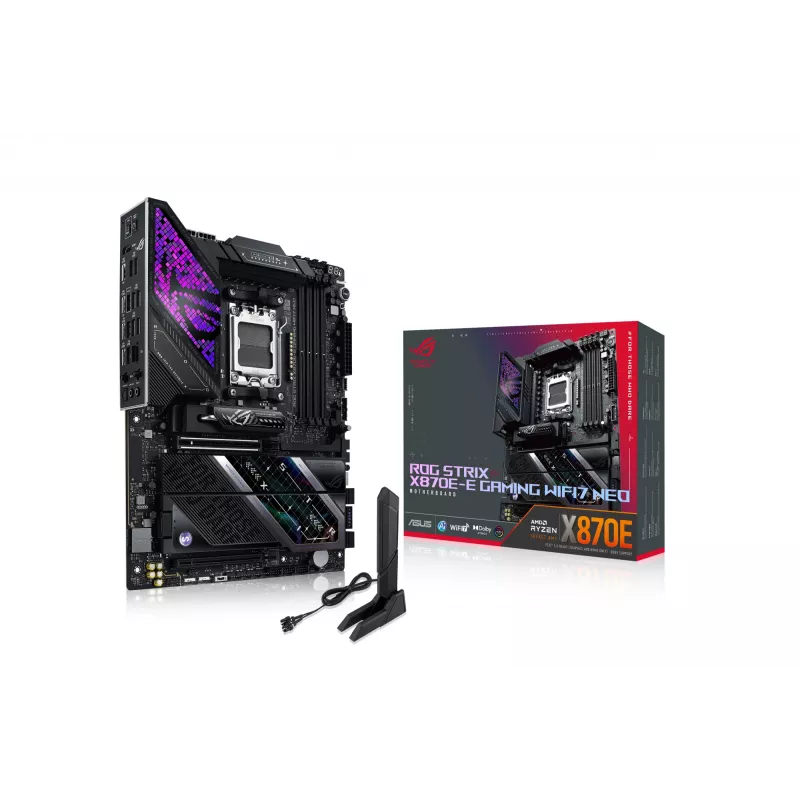 Mātesplate ASUS ROG STRIX X870E-E GAMING WIFI7 NEO — AM5, X870E mikroshēmojums, PCIe atbalsts, Wi‑Fi 7