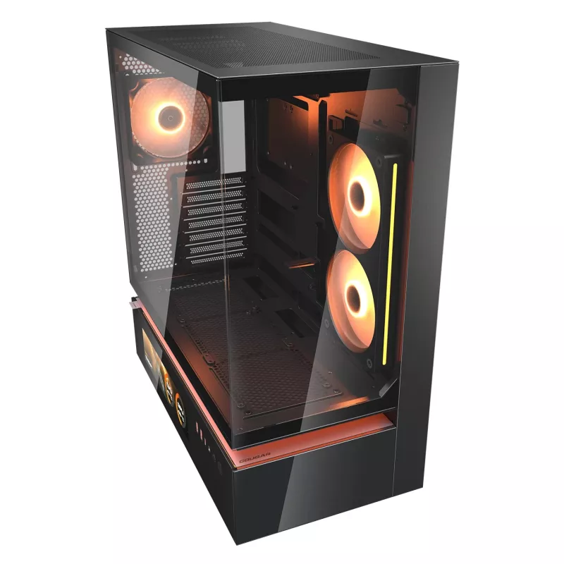 Cougar CFV235 Vision Midi Tower PC korpuss, ARGB, 9.16 collu LCD (1920×462), rūdīts stikls, melns