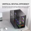 Cougar CFV235 Vision Midi Tower PC korpuss, ARGB, 9.16 collu LCD (1920×462), rūdīts stikls, melns