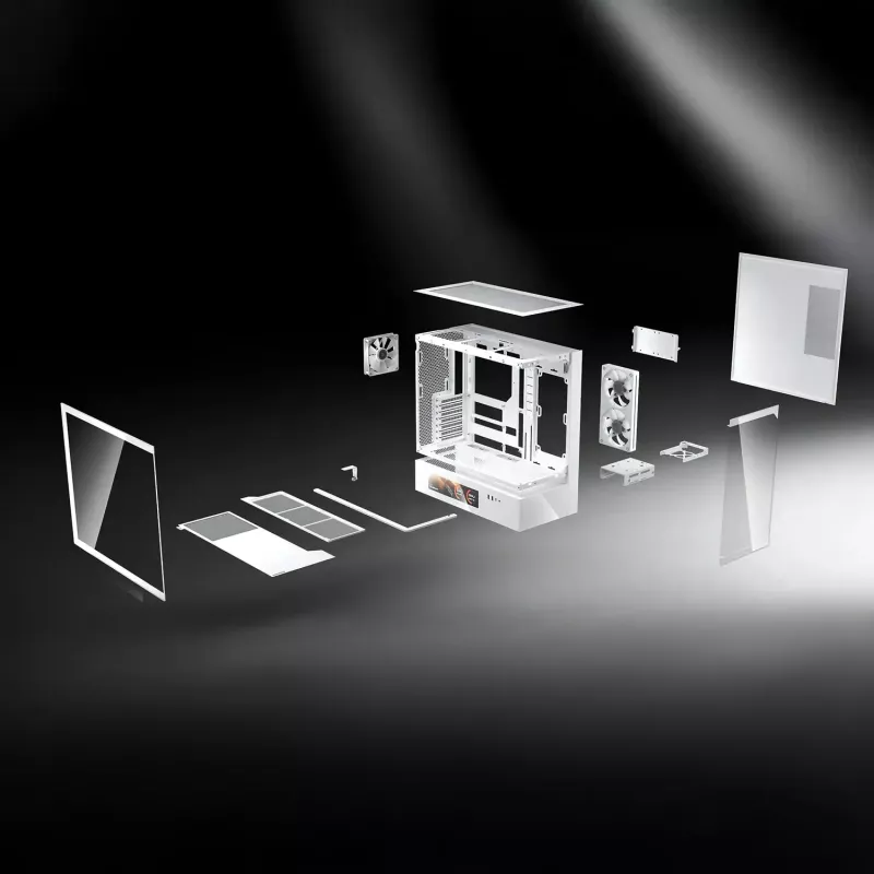 Cougar CFV235 Vision Midi Tower PC korpuss, ARGB, 9.16 collu LCD (1920×462), rūdīts stikls, melns