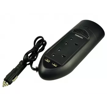 Duracell 175W Twin UK Socket Inverter, Universal, Auto, 12 V, 175 W, 12 V, DC-to-AC