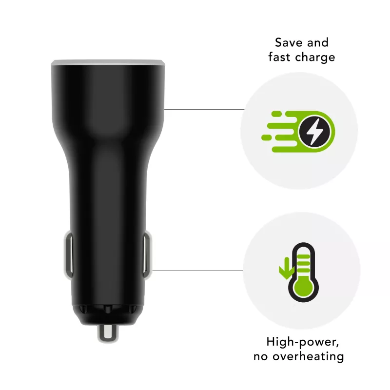 Auto lādētājs USB-C 65 W, d bramante re-charge — 12–24 V cigārlāktura ligzda, 1× USB-C, melns