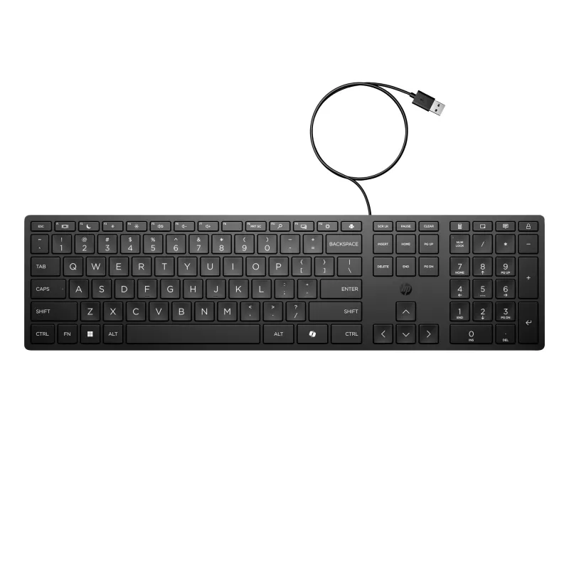 HP vadu darbvirsmas tastatūra 320K pilna izmēra USB membrānas melna