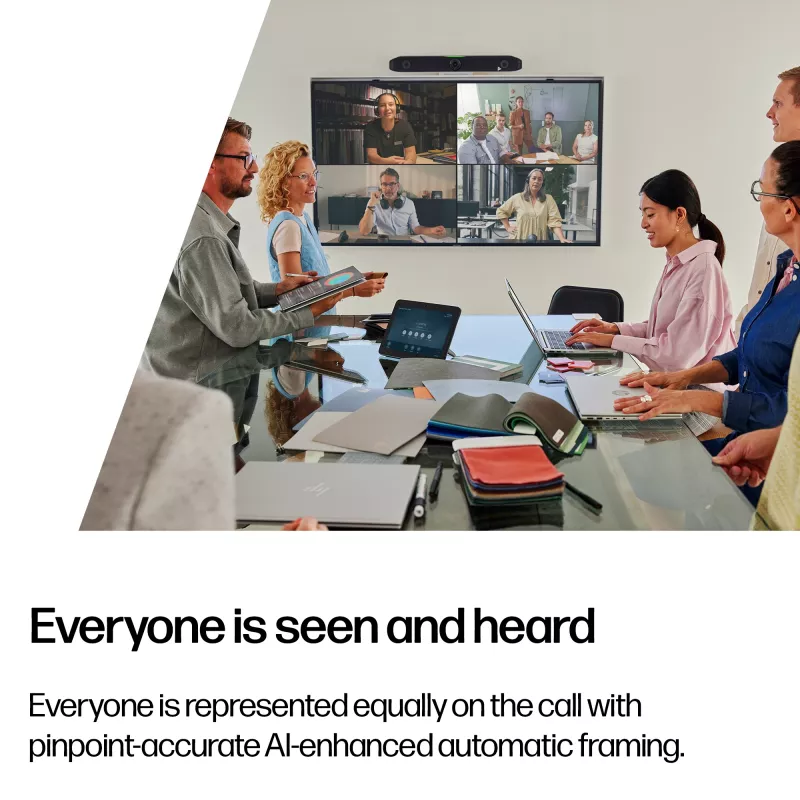HP Poly Studio X52 universāla video konferenču josla, grupas video konferenču sistēma, 4K Ultra HD, 30 kadri/s, 95°, 5x, Android