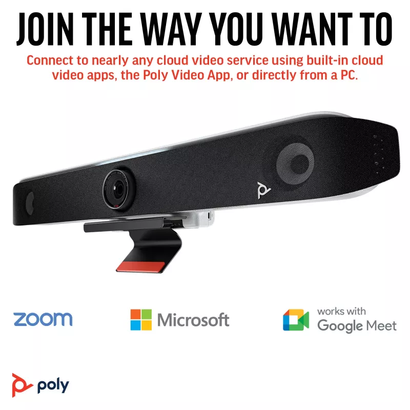 HP Poly Studio X52 universāla video konferenču josla, grupas video konferenču sistēma, 4K Ultra HD, 30 kadri/s, 95°, 5x, Android