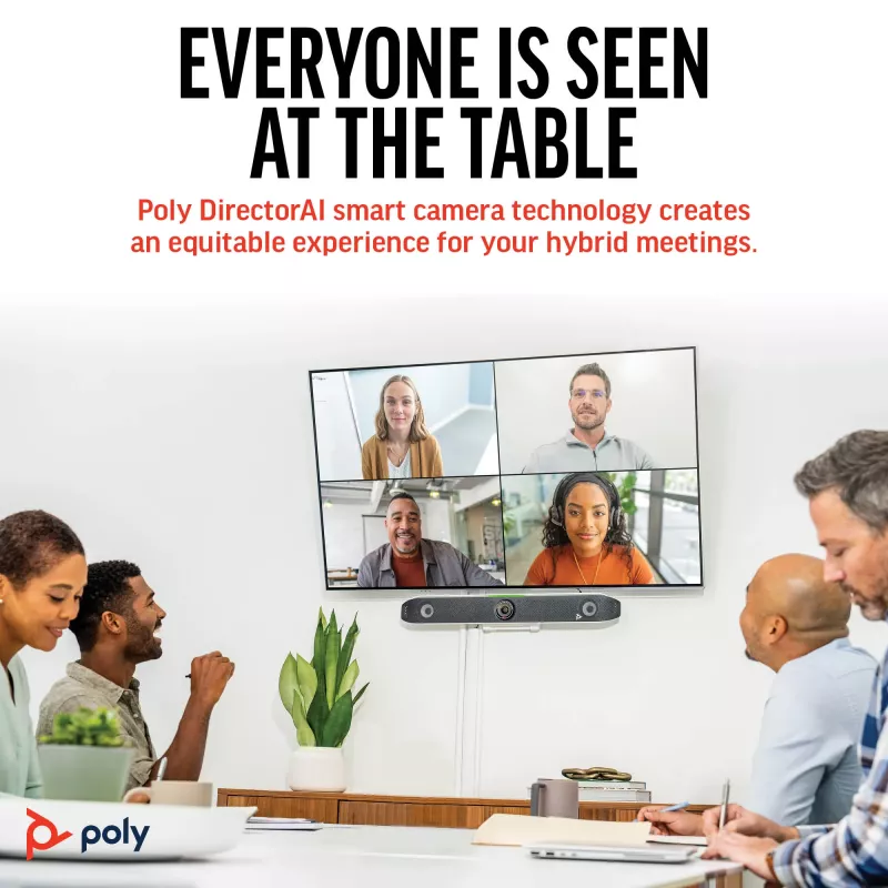 HP Poly Studio X52 universāla video konferenču josla, grupas video konferenču sistēma, 4K Ultra HD, 30 kadri/s, 95°, 5x, Android