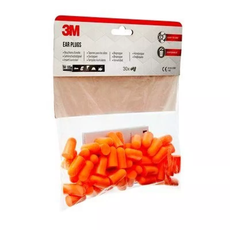 Atkārtoti lietojams ausu aizbāznis 3M 1100C30 oranžs, vadu dizains, iepakojumā 30