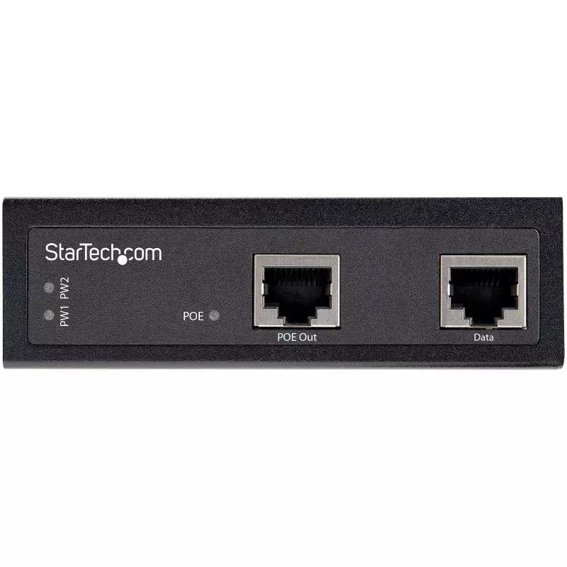 StarTech.com Industrial Gigabit PoE injektors - ātrgaitas / lielas jaudas 90W - 802.3bt PoE++ 52V-56VDC DIN sliedes UPoE/Ultra Power Over Ethernet injektora adapteris -40°C līdz +75°C izturīgs
