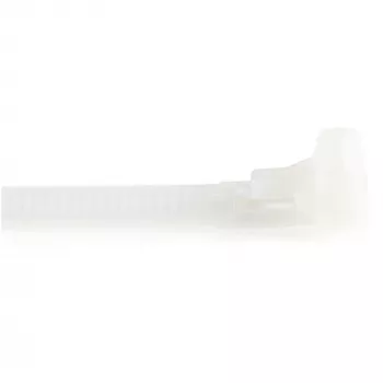 StarTech.com 10 collu (25 cm) atkārtoti lietojamas kabeļu saites - 1/4 collu (7 mm) platas, 2-1/2 collu (65 mm) saišķa diam., 50 mārciņu (22 kg) stiepes izturība, atvienojamas neilona saites, iekštelpām/ārtelpām, 94V-2/UL sarakstā iekļauts, 100 gab. iepakojums - Balta