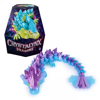 CrystaLynx Dragons, 9 collu kolekcionējama kustīga pūķa rotaļu figūriņa bērniem un pieaugušajiem, pārsteiguma kastīte, fidget rotaļlietas mājas birojam un galda dekoram (stili var atšķirties)