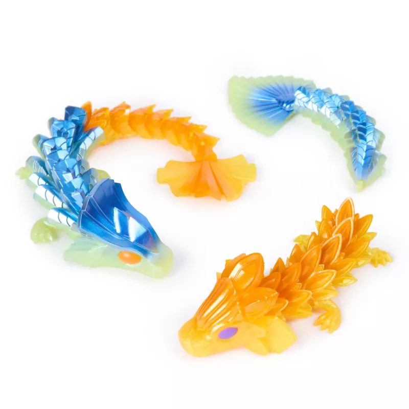 CrystaLynx Dragons, 9 collu kolekcionējama kustīga pūķa rotaļu figūriņa bērniem un pieaugušajiem, pārsteiguma kastīte, fidget rotaļlietas mājas birojam un galda dekoram (stili var atšķirties)
