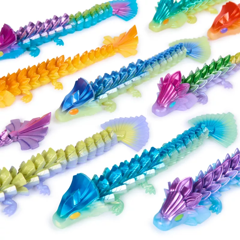 CrystaLynx Dragons, 9 collu kolekcionējama kustīga pūķa rotaļu figūriņa bērniem un pieaugušajiem, pārsteiguma kastīte, fidget rotaļlietas mājas birojam un galda dekoram (stili var atšķirties)