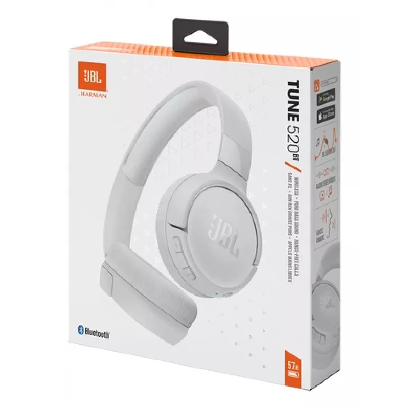 JBL Tune 520BT austiņas bezvadu Galvas lente Zvani/Mūzika USB Type-C Bluetooth Balts