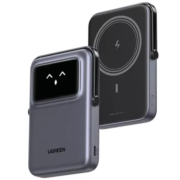 Ārējais akumulators UGREEN UNO 10000 mAh, bezvadu uzlāde, melns