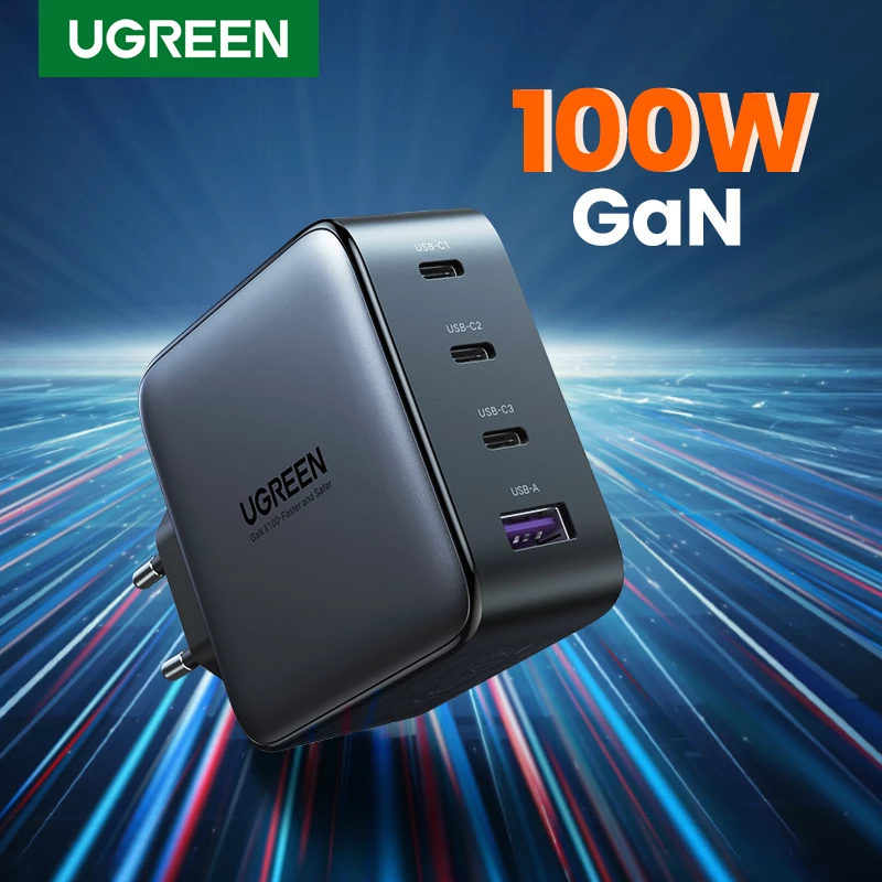 Lādētājs Ugreen Nexode 100W GaN USB-C USB-A Ātrā Uzlāde 3 Porti