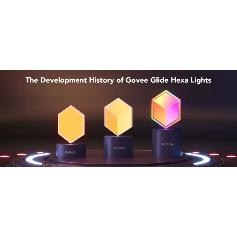 Viedā sienas gaisma Govee Glide Hexagon Light Panels Ultra paplašināšanas komplekts — Wi‑Fi/Bluetooth, 36 V ieeja, pelēka