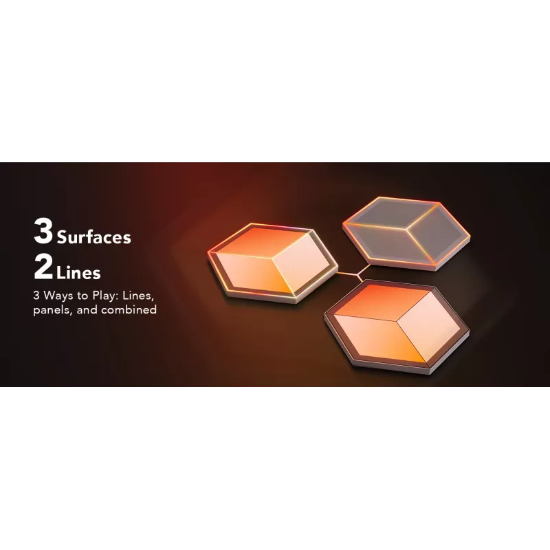 Viedā sienas gaisma Govee Glide Hexagon Light Panels Ultra paplašināšanas komplekts — Wi‑Fi/Bluetooth, 36 V ieeja, pelēka