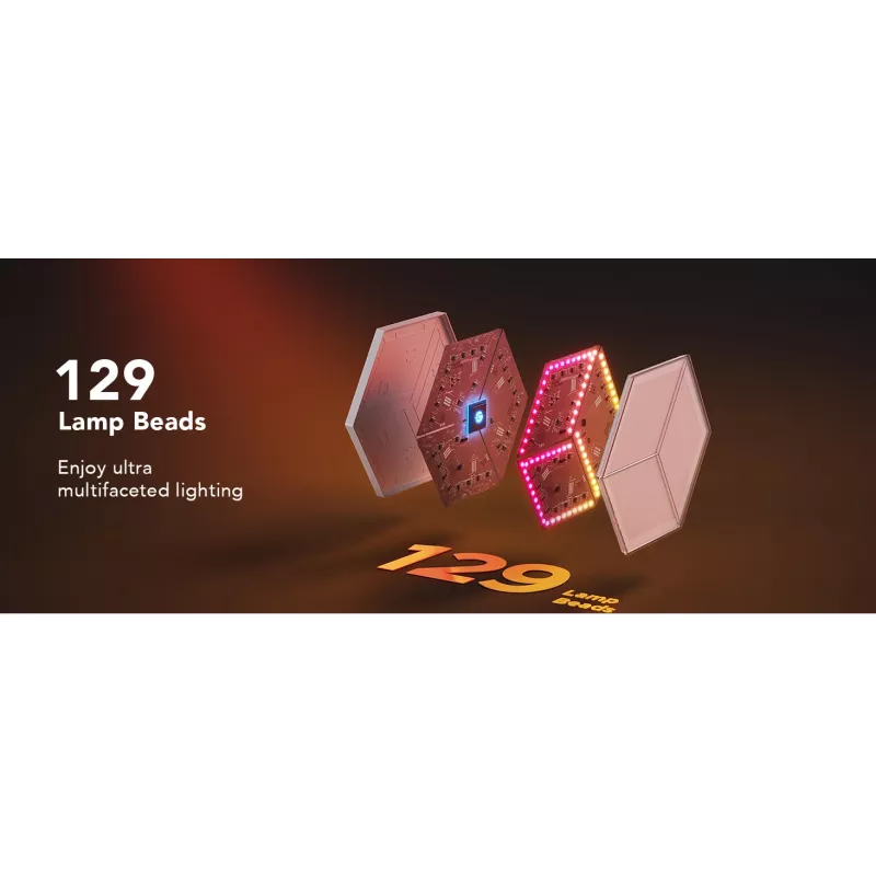 Viedā sienas gaisma Govee Glide Hexagon Light Panels Ultra paplašināšanas komplekts — Wi‑Fi/Bluetooth, 36 V ieeja, pelēka