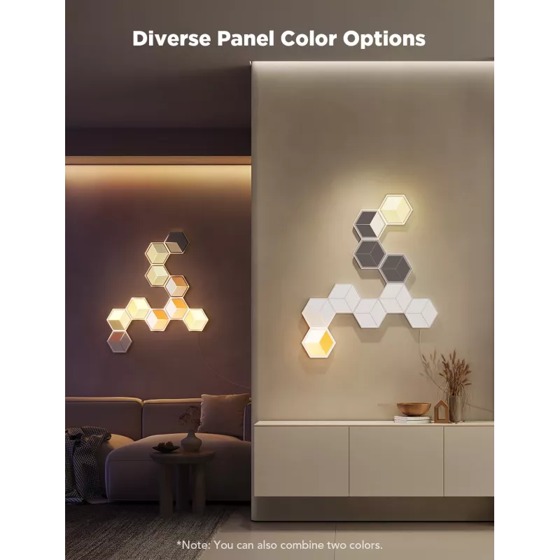Viedā sienas gaisma Govee Glide Hexagon Light Panels Ultra paplašināšanas komplekts — Wi‑Fi/Bluetooth, 36 V ieeja, pelēka