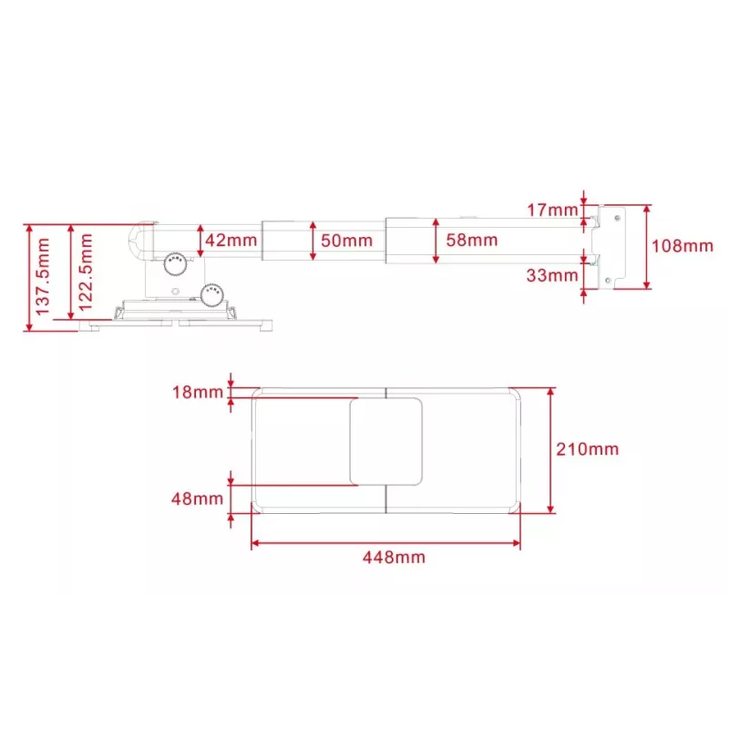 Projektora stiprinājums Multibrackets M Projector Mount Short Throw Deluxe 300-700 Medium pie sienas stiprināms 25 kg balts