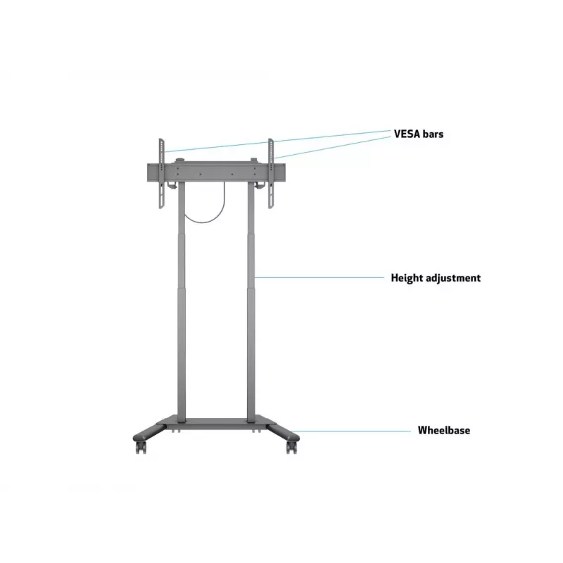 Multibrackets M Motorizēts grīdas statīvs 60 kg melns Maks. svars 60 kg Min. ekrāna izmērs 94 cm Maks. ekrāna izmērs 2,29 m