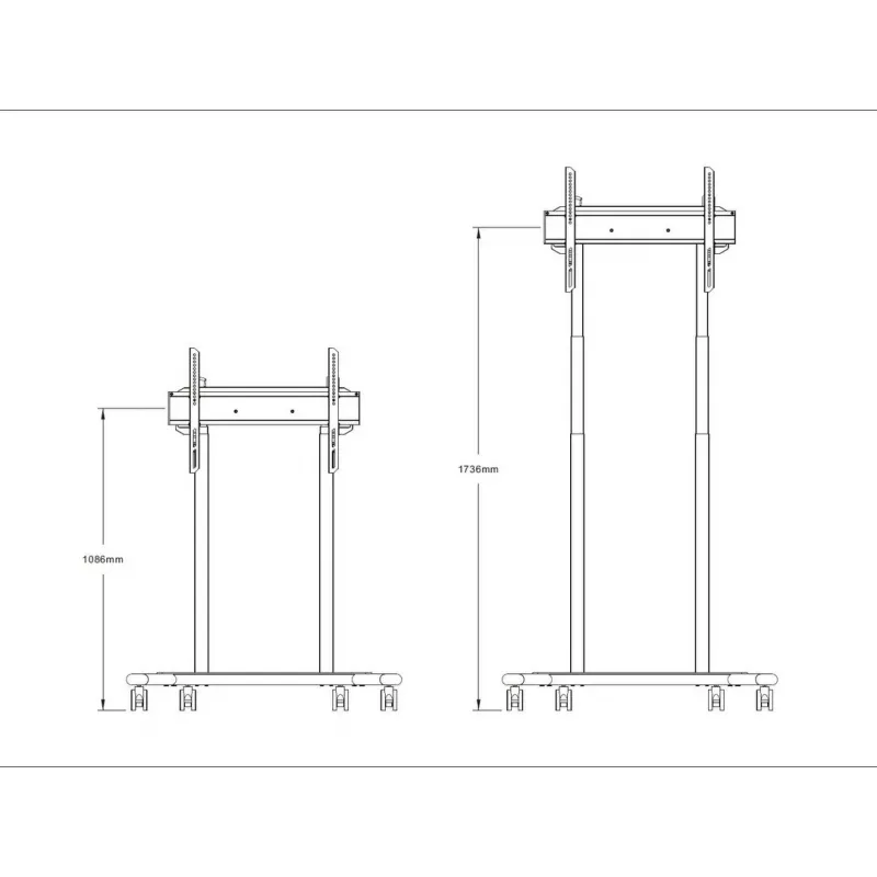 Multibrackets M Motorizēts grīdas statīvs 60 kg melns Maks. svars 60 kg Min. ekrāna izmērs 94 cm Maks. ekrāna izmērs 2,29 m