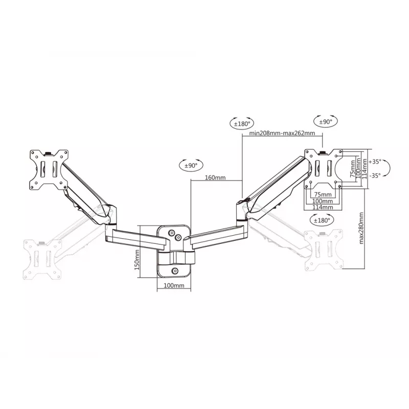 Multibrackets M Monitormount Wall Basic Dual 16 kg 17-32 collas Melns