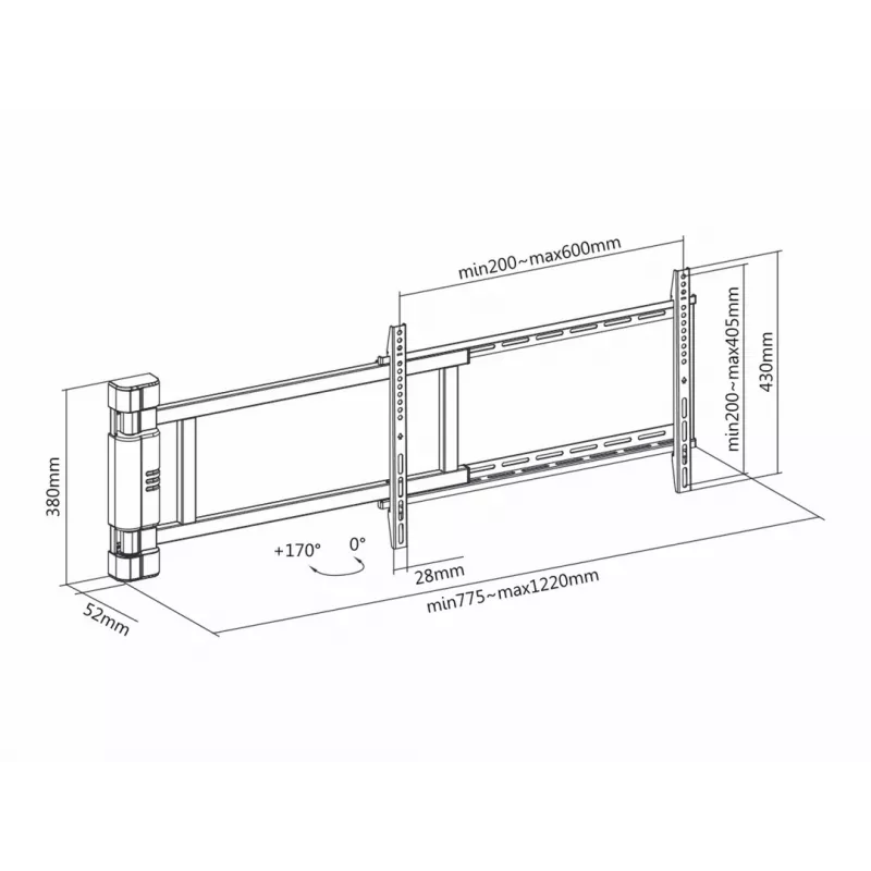 Multibrackets M Motorized Swing Mount X-Large 50 kg 170° Melns