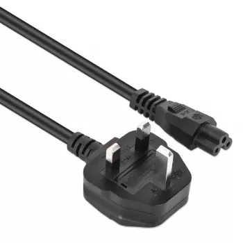 Manhattan elektrotīkla barošanas vads/kabelis, UK 3 kontaktu kontaktdakša uz C5 ligzdu (trīslapiņu/trijstūra), 1,8 m, 16 A, vads, mūža garantija
