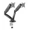 Manhattan Dual Desk Mount for TV & Monitors (Full Motion Spring), Ekrāniem no 10 collām līdz 27 collām, C-skavas vai starpsienas montāža, VESA saderība: 75x75 un 100x100mm - pārbaudiet četru montāžas caurumu izmērus ekrāna aizmugurē, lai pārliecinātos par atbilstību, Maks. 9kg (katrs), Kronšteins