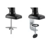 Manhattan Dual Desk Mount for TV & Monitors (Full Motion Spring), Ekrāniem no 10 collām līdz 27 collām, C-skavas vai starpsienas montāža, VESA saderība: 75x75 un 100x100mm - pārbaudiet četru montāžas caurumu izmērus ekrāna aizmugurē, lai pārliecinātos par atbilstību, Maks. 9kg (katrs), Kronšteins