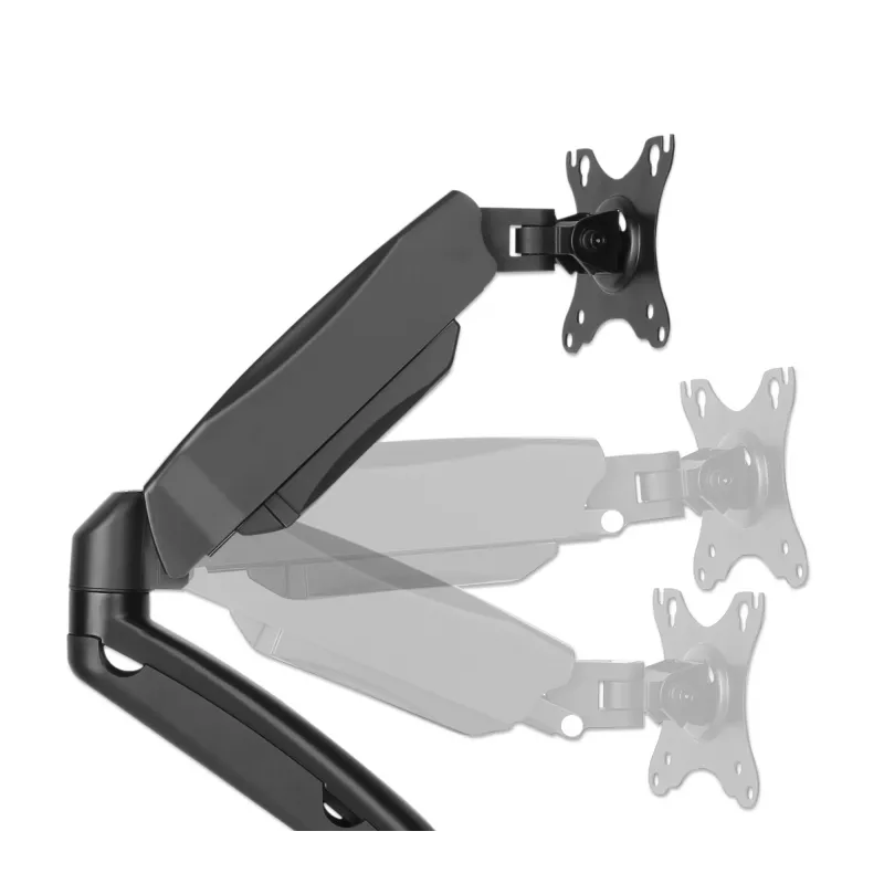 Manhattan Dual Desk Mount for TV & Monitors (Full Motion Spring), Ekrāniem no 10 collām līdz 27 collām, C-skavas vai starpsienas montāža, VESA saderība: 75x75 un 100x100mm - pārbaudiet četru montāžas caurumu izmērus ekrāna aizmugurē, lai pārliecinātos par atbilstību, Maks. 9kg (katrs), Kronšteins