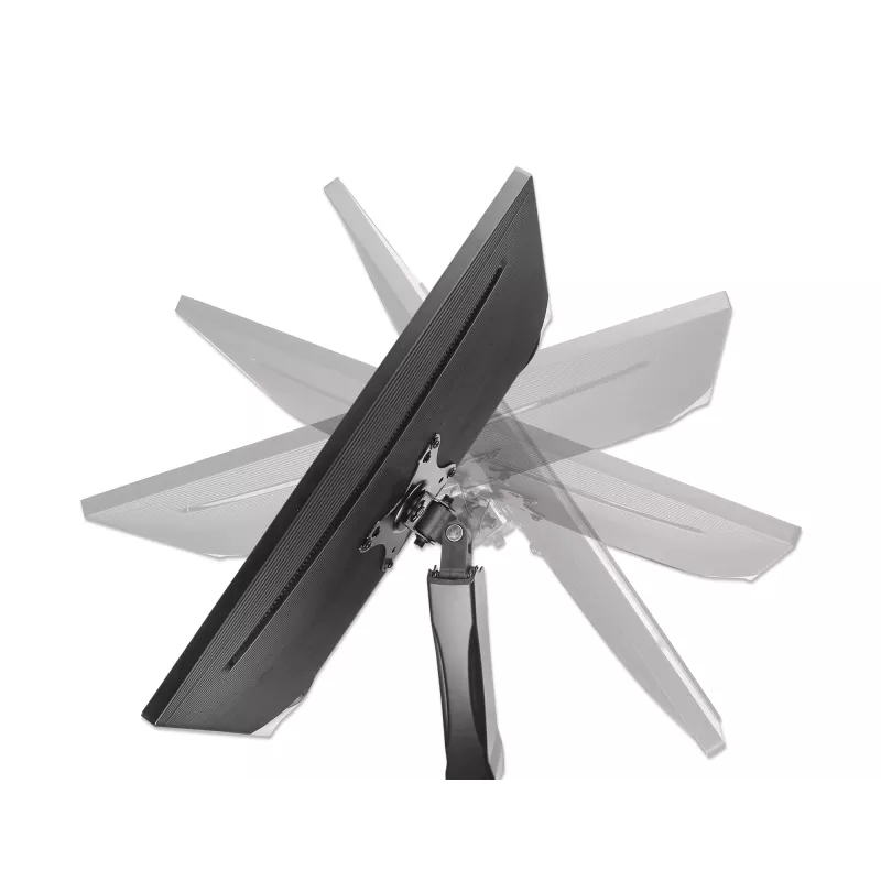 Manhattan Dual Desk Mount for TV & Monitors (Full Motion Spring), Ekrāniem no 10 collām līdz 27 collām, C-skavas vai starpsienas montāža, VESA saderība: 75x75 un 100x100mm - pārbaudiet četru montāžas caurumu izmērus ekrāna aizmugurē, lai pārliecinātos par atbilstību, Maks. 9kg (katrs), Kronšteins