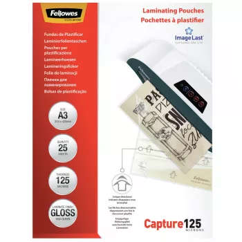 Fellowes ImageLast A3 125 mikronu laminēšanas kabatiņa – 25 gab. iepakojumā, spīdīga, caurspīdīga, A3, 0,125 mm, 436 mm, 310 mm