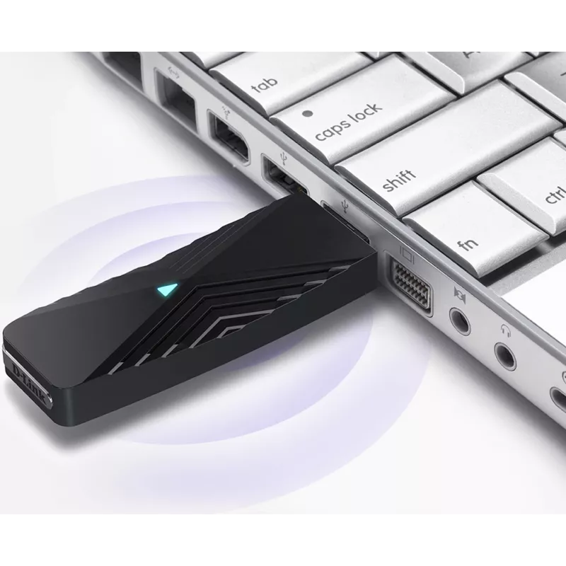 D-Link AX1800 Wi-Fi USB adapteris, bezvadu, USB, WLAN, Wi-Fi 6 (802.11ax), 1800 Mbit/s, melns